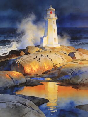 Peggy S Cove Watercolor Canvas Print