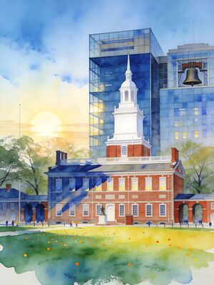Philadelphia Elfreth's Alley Colonial Row Watercolor Canvas Print