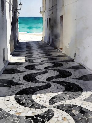 Playa del Carmen Fifth Avenue Beach Watercolor Canvas Print