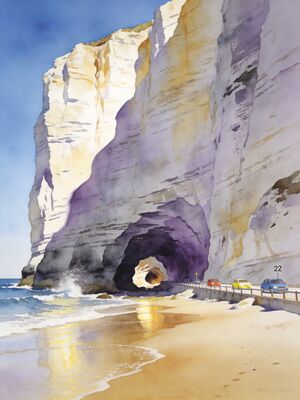 Portrush Sunset Shore Watercolor Canvas Print