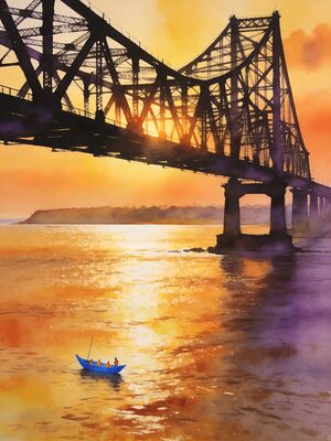 Rameswaram Temple Corridor Watercolor Canvas Print