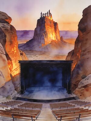 Red Rocks Amphitheatre Morning Mist Watercolor Canvas Print