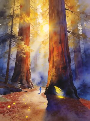Redwood Howland Hill Road Ancient Canopy Watercolor Canvas Print