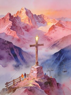 Saalbach Alpine Meadow Watercolor Canvas Print