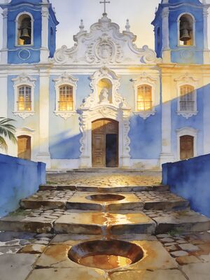 Salvador Pelourinho Colonial Quarter Stairs Watercolor Canvas Print