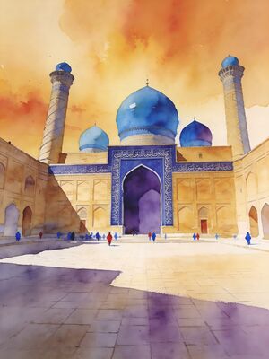 Samarkand Shah-i-Zinda Necropolis Watercolor Canvas Print