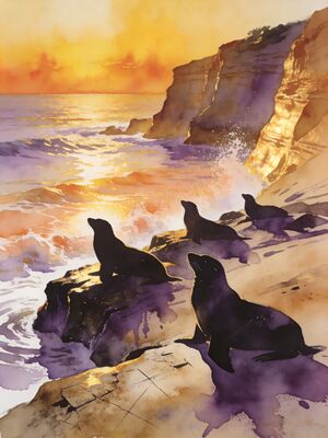 San Diego Point Loma Lighthouse Cliff Watercolor Canvas Print