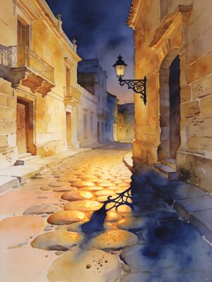 Santo Domingo Zona Colonial Street Watercolor Canvas Print