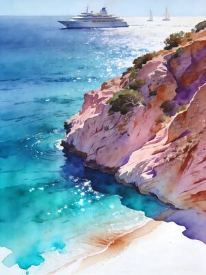 Sardinia Costa Smeralda Emerald Cove Watercolor Canvas Print
