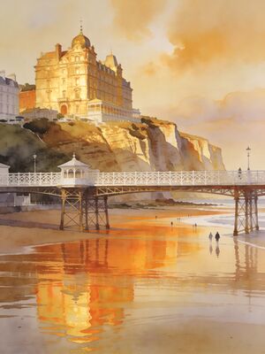Scarborough Morning Cove Watercolor Canvas Print
