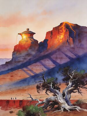 Sedona Dune Panorama Watercolor Canvas Print