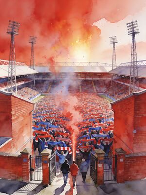 Selhurst Park Stadium on Matchday Watercolor Canvas Print