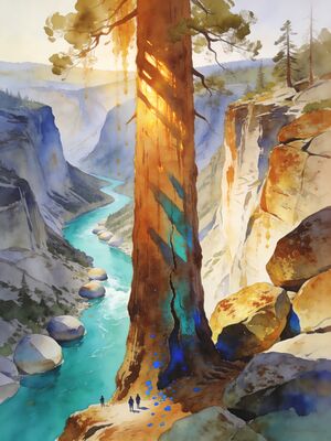 Sequoia General Sherman Grove Watercolor Canvas Print