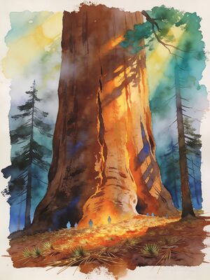 Sequoia Kings Canyon Overlook Watercolor Canvas Print