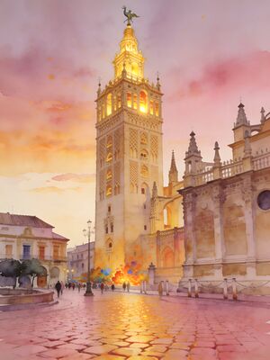 Seville Old Town Lane Watercolor Canvas Print