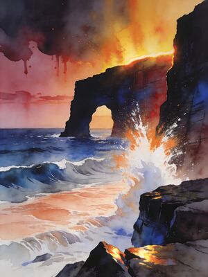 Shetland Islands Sunset Coast Watercolor Canvas Print
