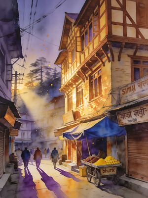 Shimla Toy Train Tunnel Watercolor Canvas Print