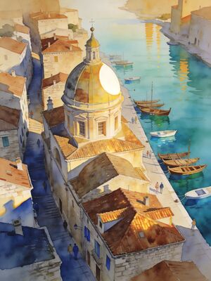 Sibenik Cathedral of St James Watercolor Canvas Print