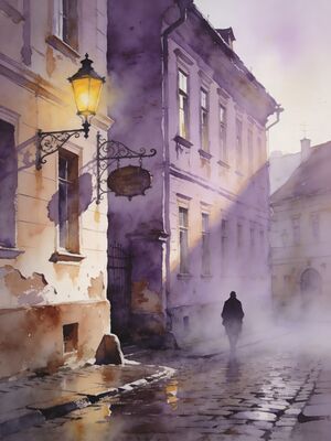 Sighisoara Historic Quarter Cobblestone Walk Watercolor Canvas Print