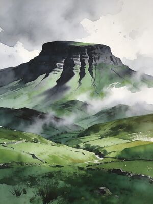 Sligo Town in Yeats Country Watercolor Canvas Print