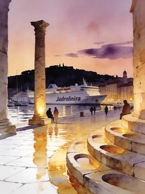 Split Green Market Fresh Mediterranean Produce Watercolor Canvas Print