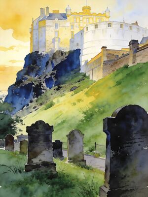 Stirling Castle Golden Hour Watercolor Canvas Print