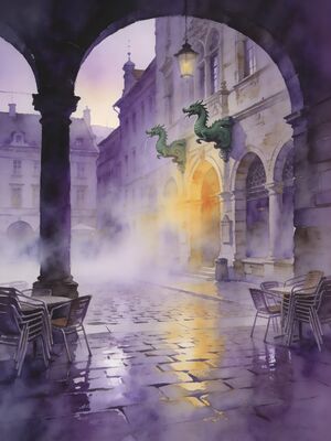Tallinn Old Town Hall Square Watercolor Canvas Print