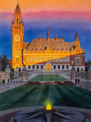The Hague Grote Markt Morning Watercolor Canvas Print