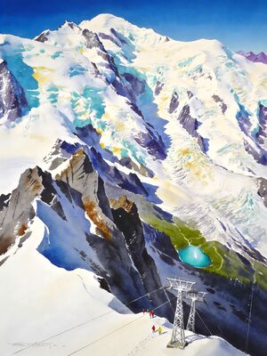 Tignes Alpine Meadow Watercolor Canvas Print