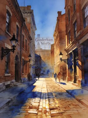 Toronto Distillery District Watercolor Canvas Print
