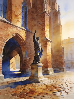 Torun Old Town Gothic Architecture Watercolor Canvas Print