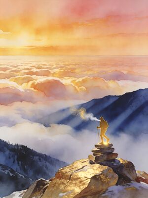 Trail Running Alpine Meadow Watercolor Canvas Print