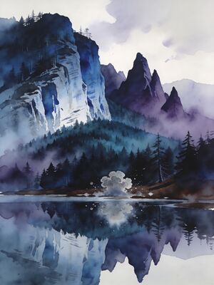 Transylvania Bran Castle above Carpathian Forests Watercolor Canvas Print