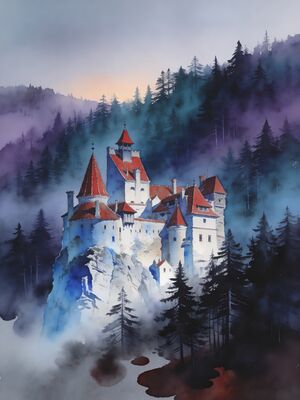 Transylvania Saxon Village Fortified Church Watercolor Canvas Print
