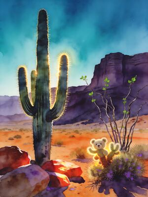 Tucson Oasis View Watercolor Canvas Print
