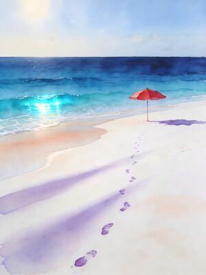 Turks and Caicos Grace Bay Beach Watercolor Canvas Print