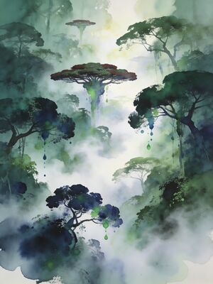 Uganda Scenic Overlook Vista Watercolor Canvas Print