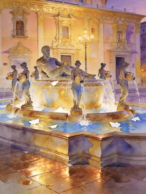 Valencia Old Town Lane Watercolor Canvas Print