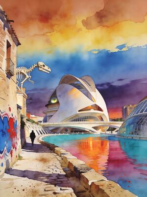 Valencia Morning Market Watercolor Canvas Print