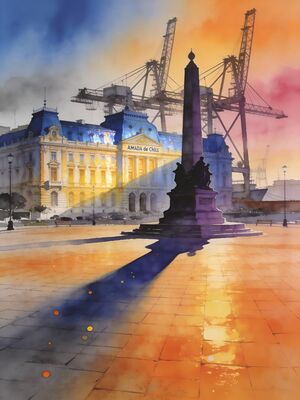 Valparaiso Cerro Concepcion Mural Walk Watercolor Canvas Print