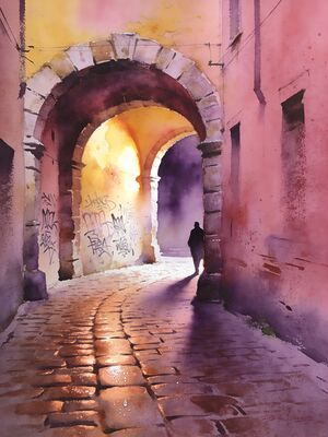 Verona Cathedral Square Watercolor Canvas Print