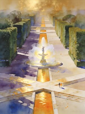 Versailles Gardens Watercolor Canvas Print