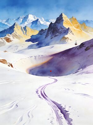 Villars Ski Resort Alpine Meadow Watercolor Canvas Print