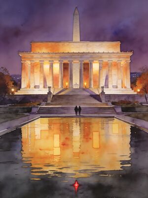 Washington DC Cherry Blossoms Tidal Basin Watercolor Canvas Print