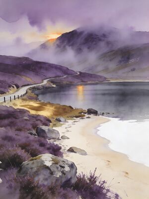 Wicklow Mountains Alpine Meadow Watercolor Canvas Print
