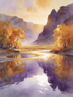 Wyoming Grand Teton Range from Snake River Watercolor Canvas Print