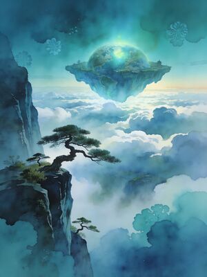 Zhangjiajie Avatar Pillar Peaks Watercolor Canvas Print