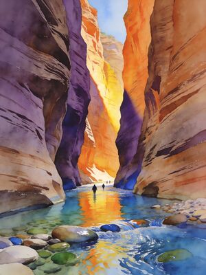 Zion Watchman Tower at Dawn Watercolor Canvas Print