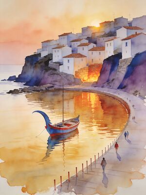 Algarve Watercolor Canvas Print