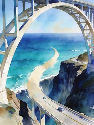 Big Sur Watercolor Canvas Print